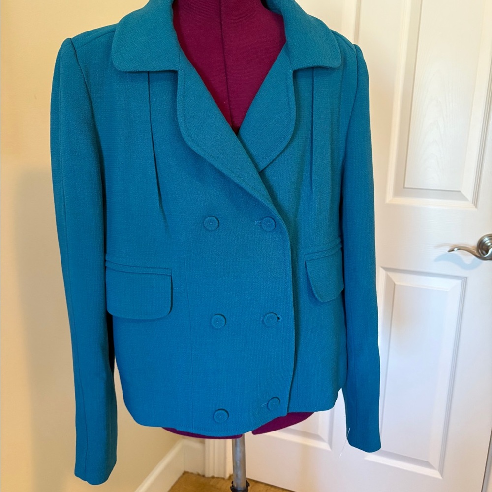 Carven Teal Double-Breasted Women's Jacket and skirt. Beautiful! Size 42 jacket,